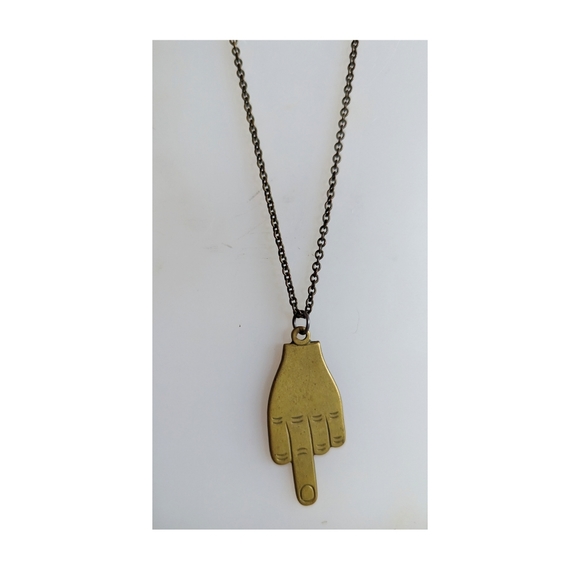 Middle Finger Chain Necklace - Picture 1 of 5